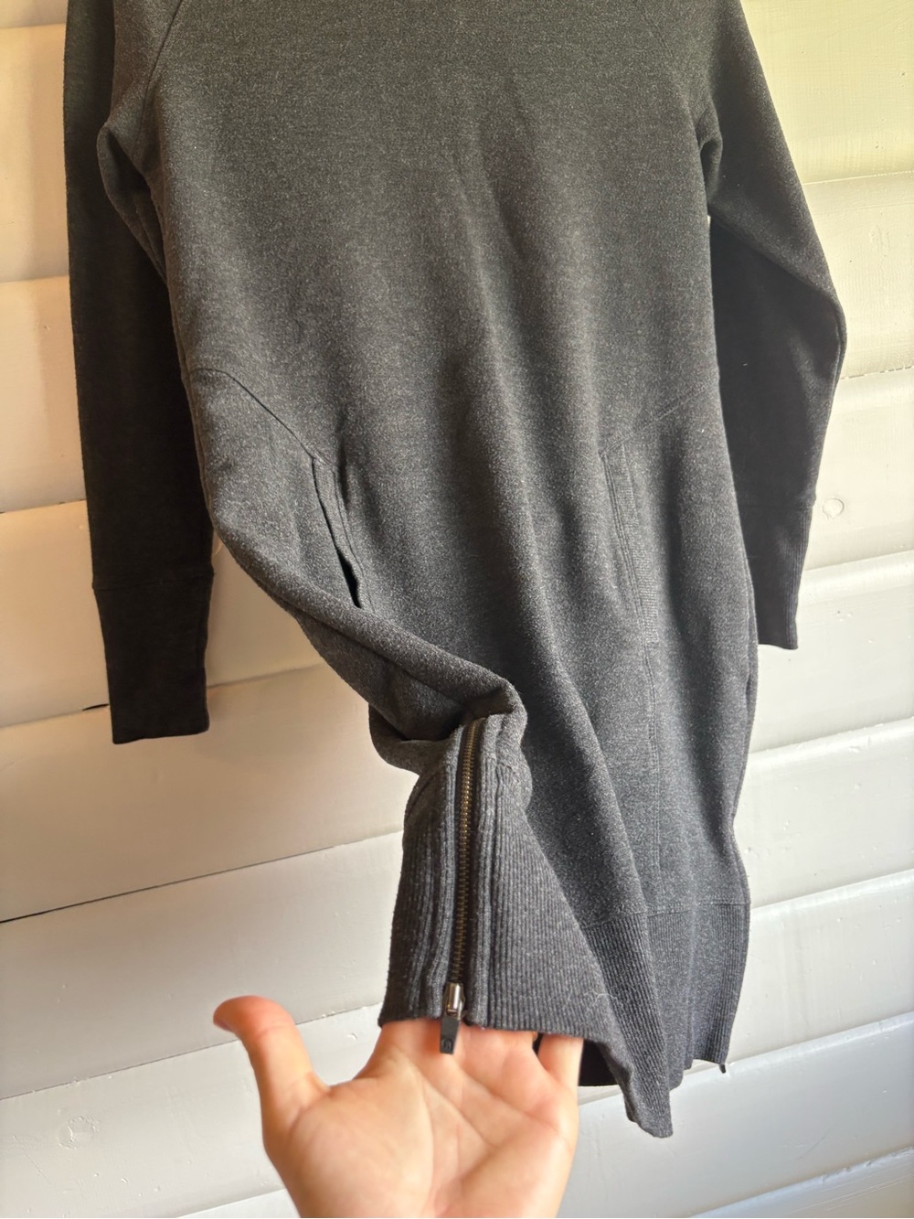 Lole Charcoal Funnel Neck Sweatshirt Dress Zip Hem XS - Picture 5 of 9